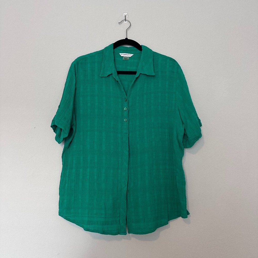 Green Gauze Short sleeve button up